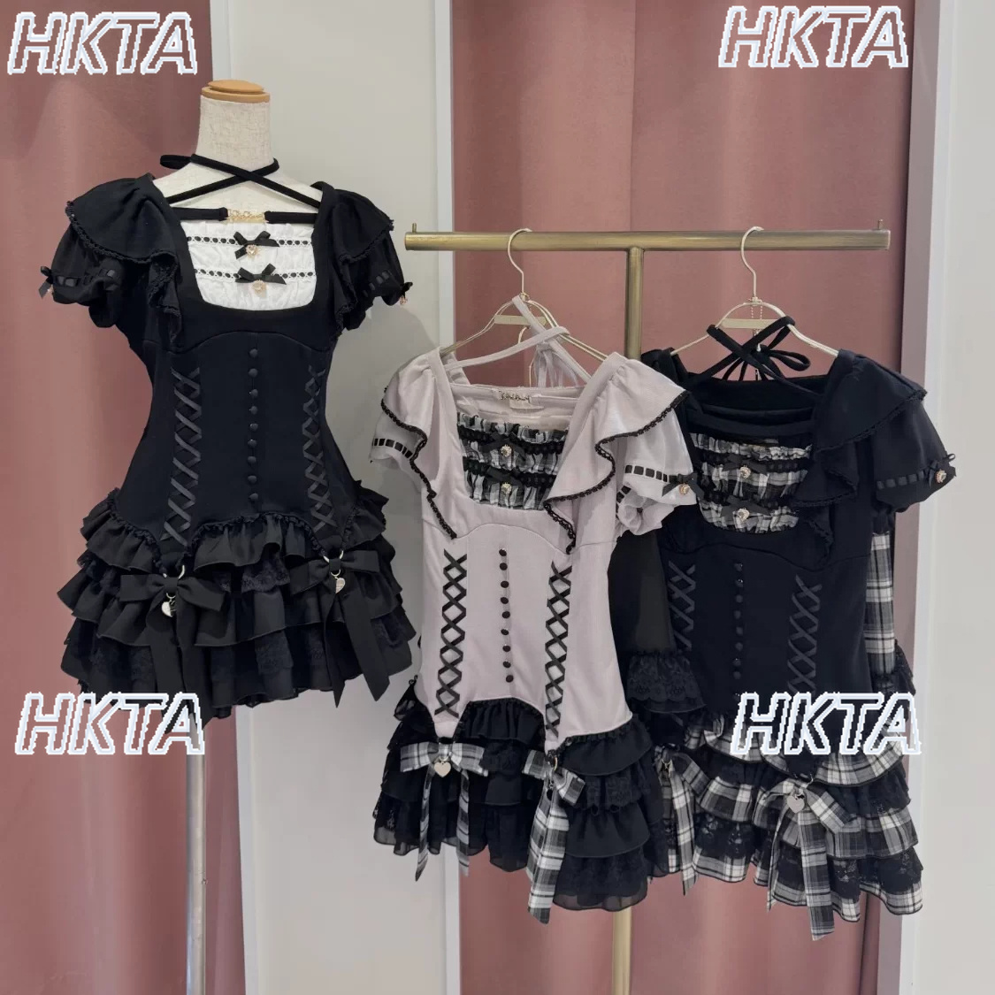 Ruched Dress Mini - Liz 일본식 달콤한 요정 프릴 리본