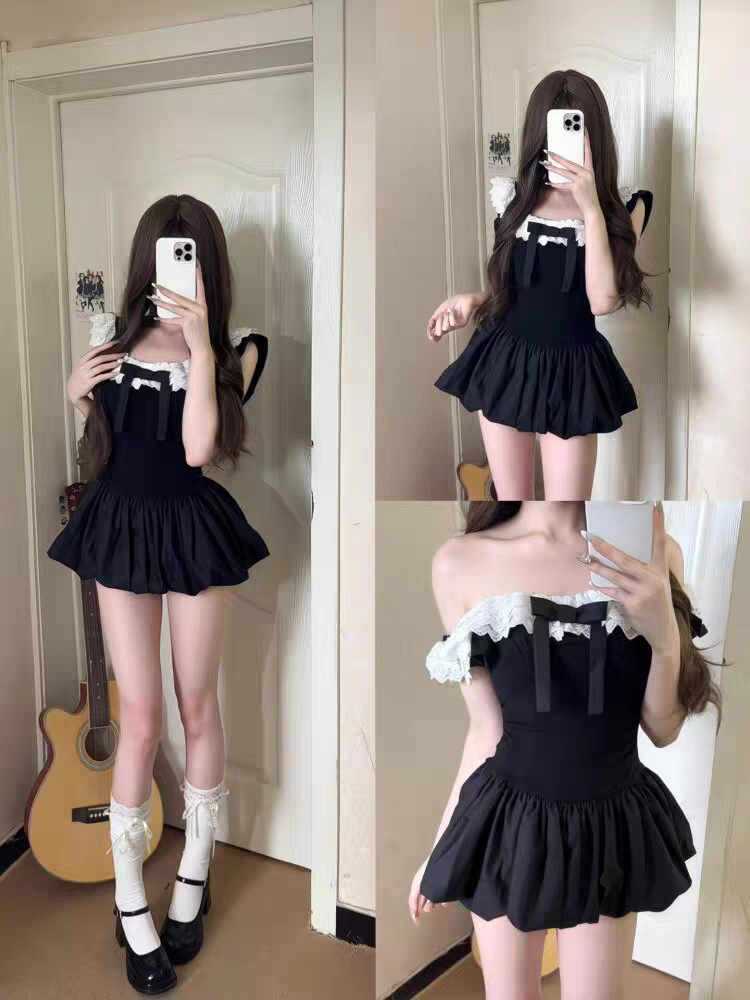 Ruched Dress Mini - 코케트 한국 섹시 오프숄더 레이스 트림