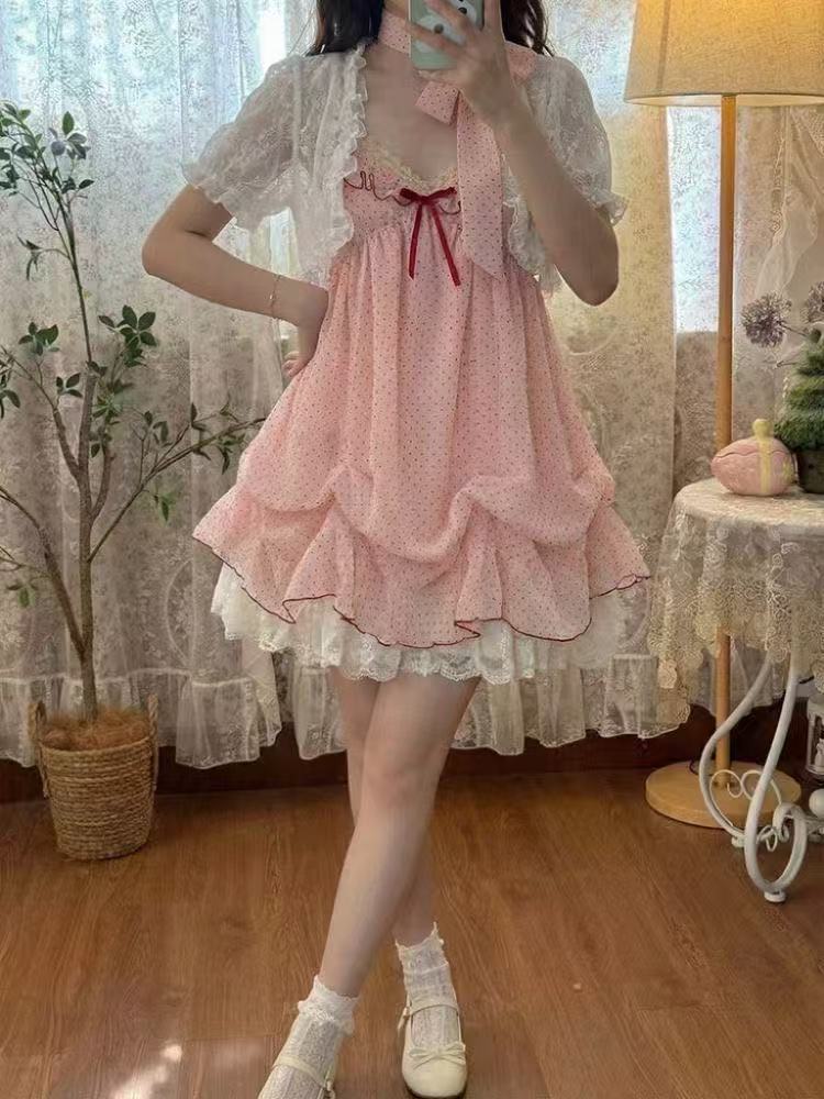 Ruched Dress Mini - 일본 패션 스윗 큐트 투피스 세트