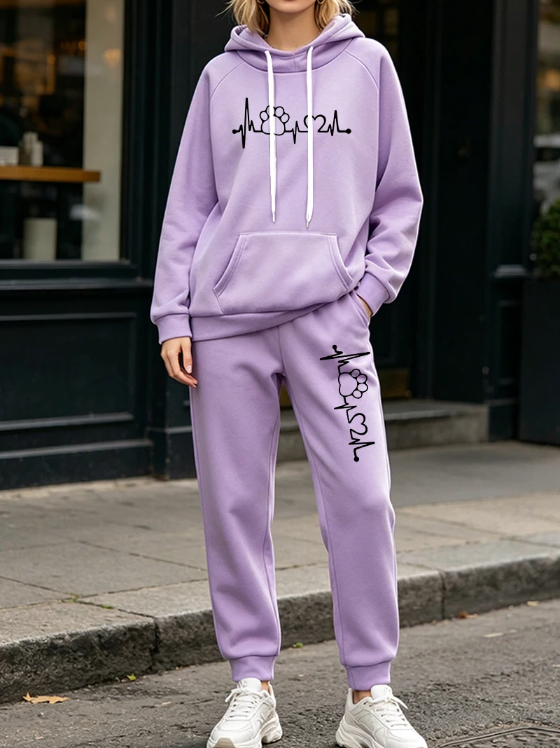 Women'S Fashion Sweatshirts - 여성 패션 2피스 세트 가을 겨울