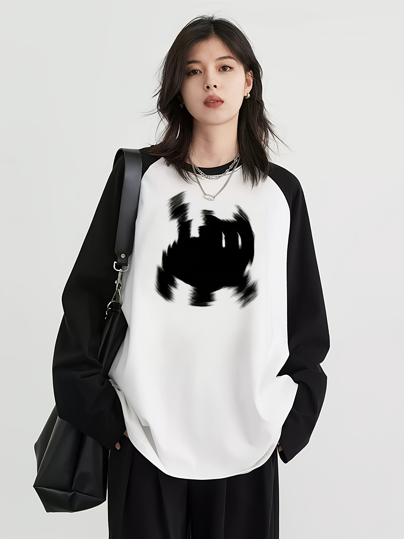 Women Fashion Styles - Y2K 여성용 래글런 긴팔 티셔츠, 귀여운