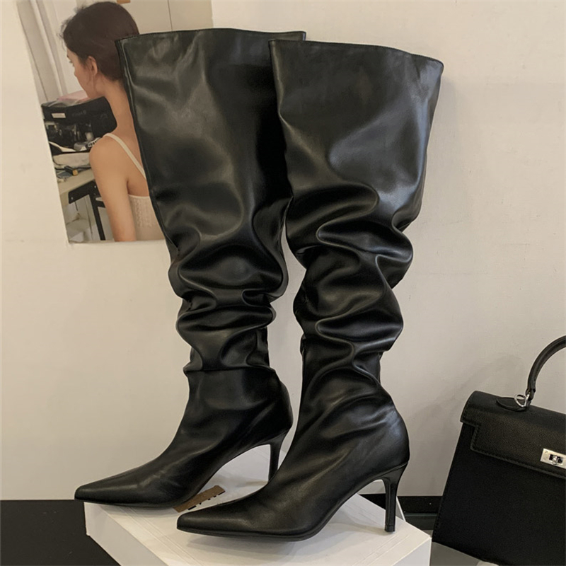 2026년 겨울 디자인 플리츠 포인티드 토 여성 롱 오 - Winter Fashion Women Boots 리뷰 및 가격