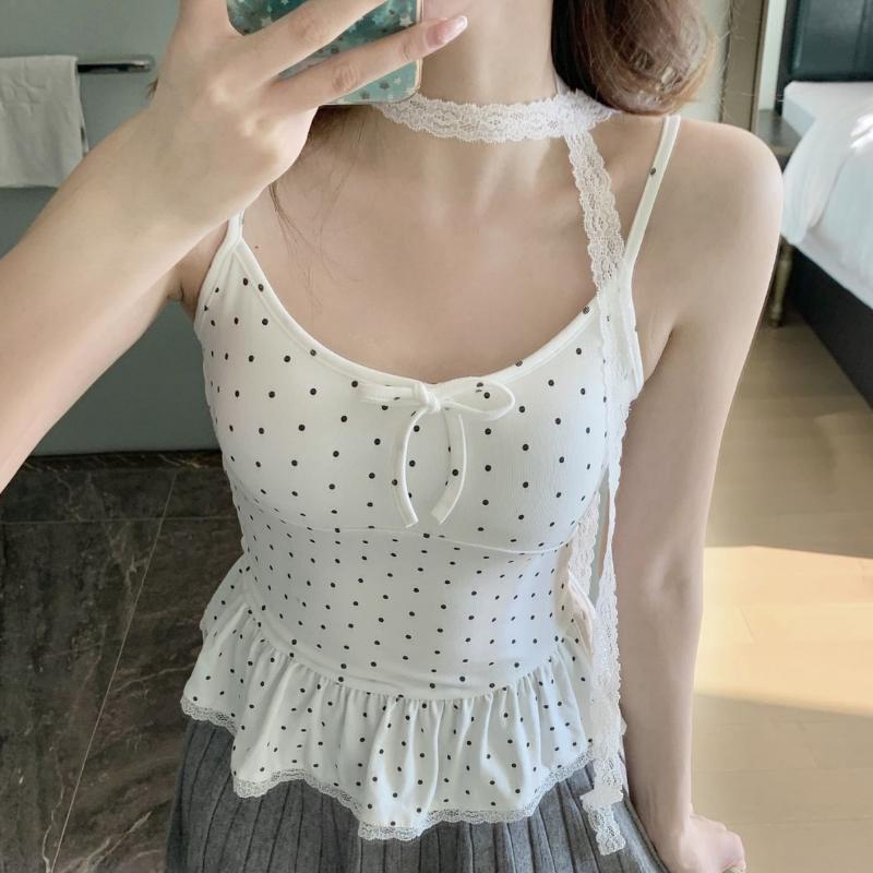 1Pc 여성 의류 여름 패션 캐주얼 폴카 도트 솔리드  - Women'S Young Fashion 리뷰 및 가격