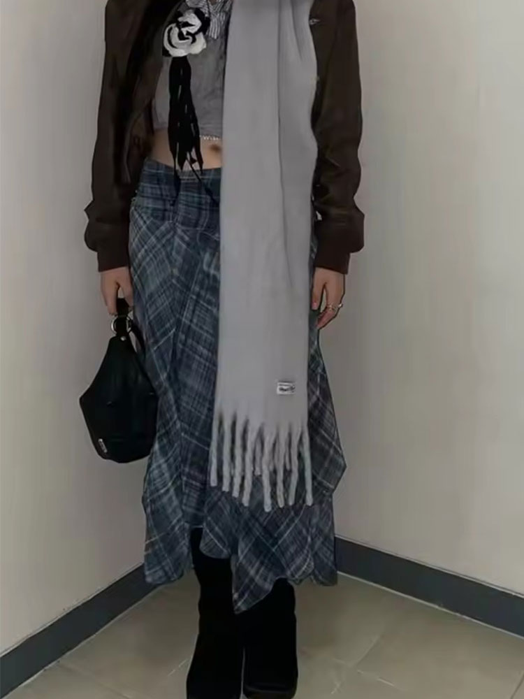 여성용 블루 체크 플리츠 스커트 비대칭 밑단 하이웨이스 - Women'S Fashion Trends 2026 Spring Summer 리뷰 및 가격