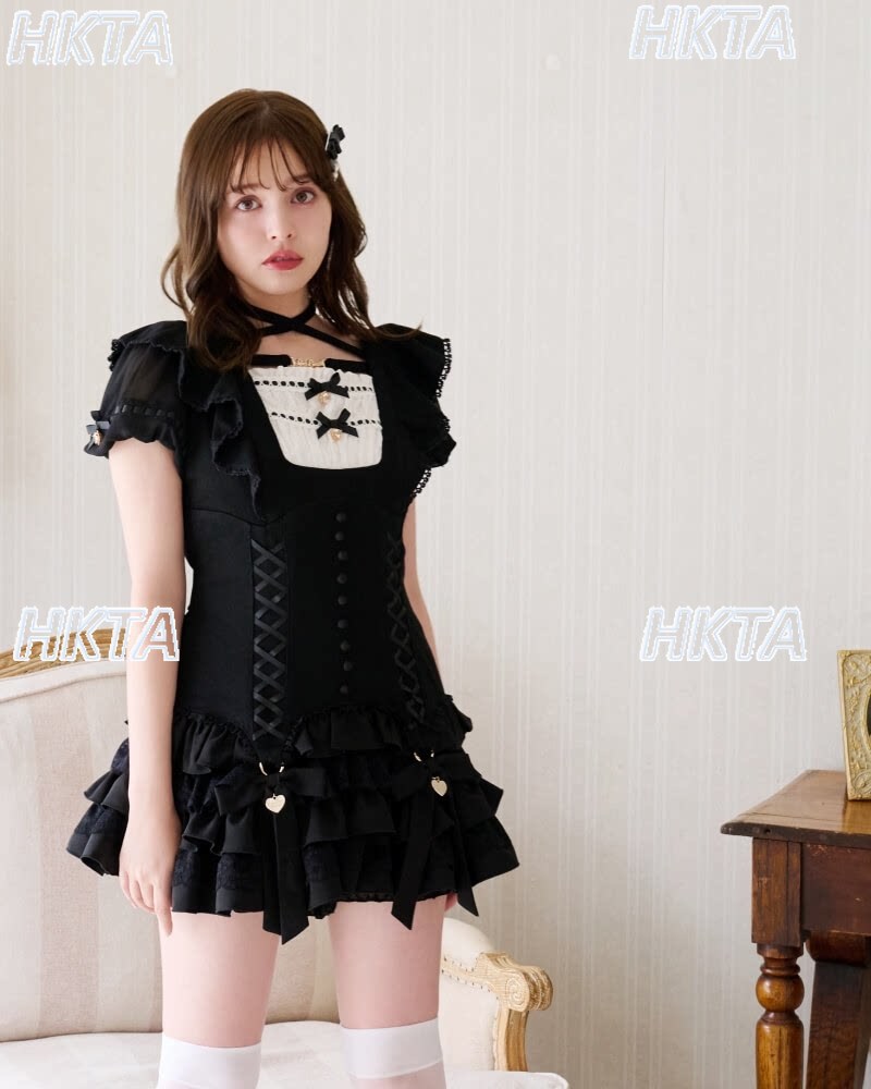 Liz 일본식 달콤한 요정 프릴 리본 스플라이싱 반팔  - Ruched Dress Mini 리뷰 및 가격