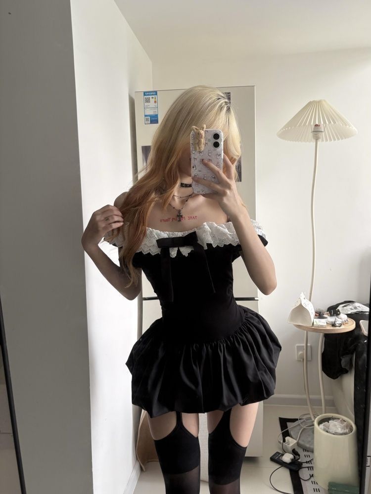 코케트 한국 섹시 오프숄더 레이스 트림 보우 슬림핏 투 - Ruched Dress Mini 리뷰 및 가격
