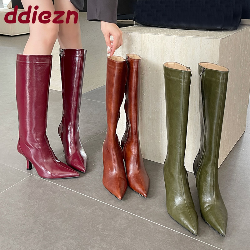 패션 포인티드 토 여성 니하이 부츠 힐 슈즈 여성 지퍼 - Winter Fashion Women Boots 리뷰 및 가격