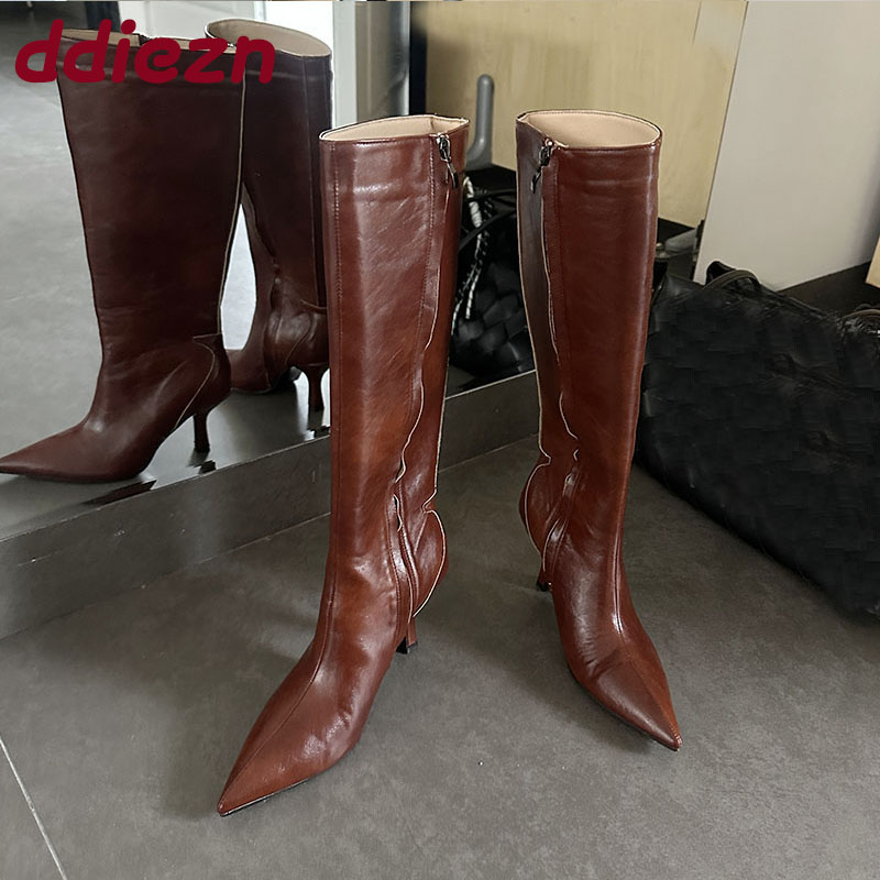 패션 포인티드 토 여성 니하이 부츠 힐 슈즈 여성 지퍼 - Winter Fashion Women Boots 리뷰 및 가격
