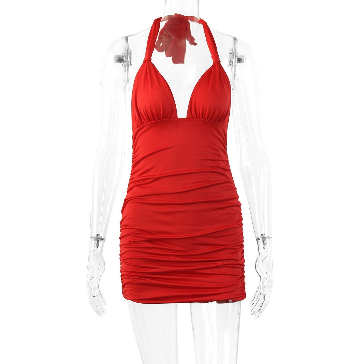 여름 여성 의류 딥 V넥 타이 백 컷아웃 러칭 드레스  - Ruched Dress Mini 리뷰 및 가격