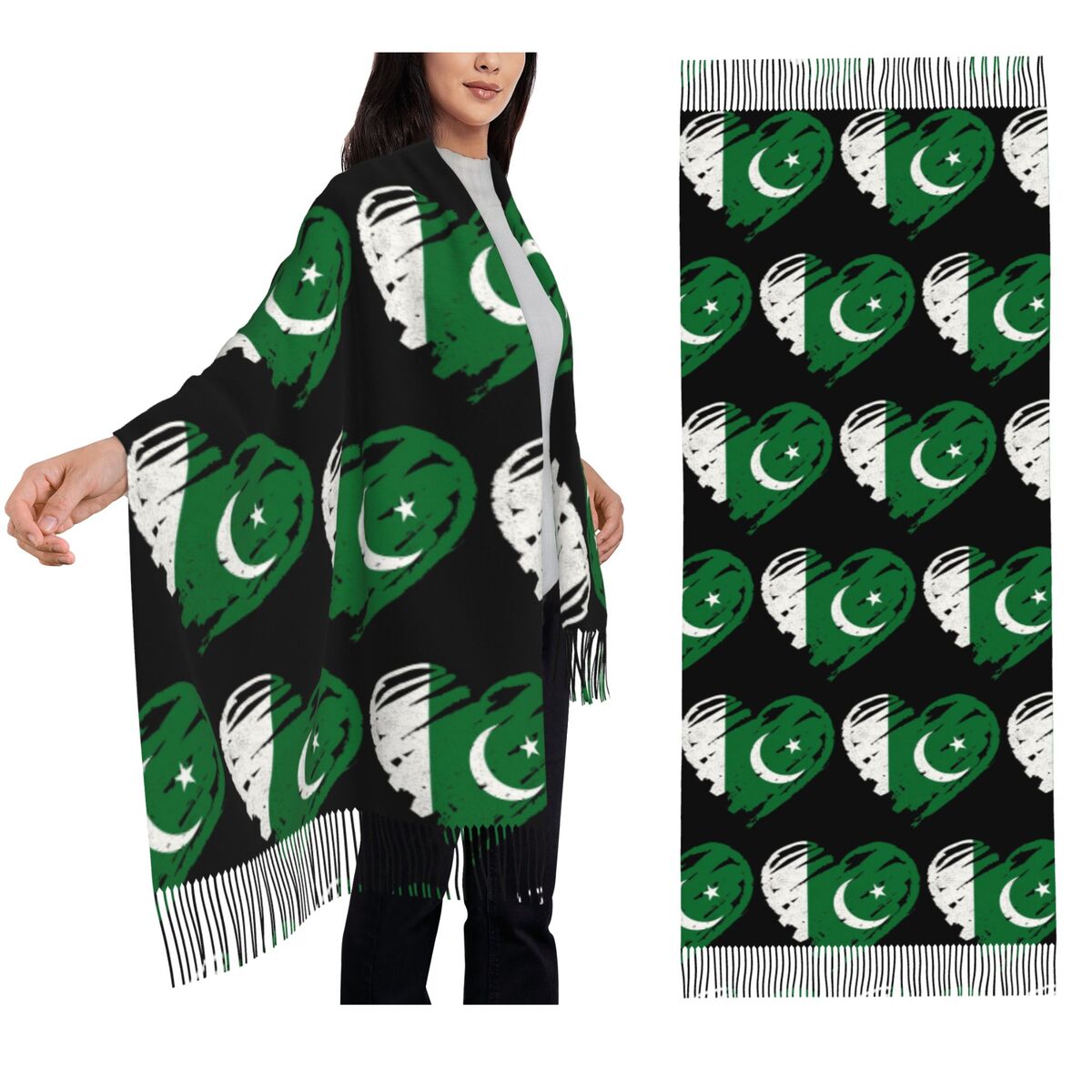파키스탄 국기 패턴 스카프, 여성용 부드럽고 따뜻한 숄 - Women Fashion Pakistan 리뷰 및 가격