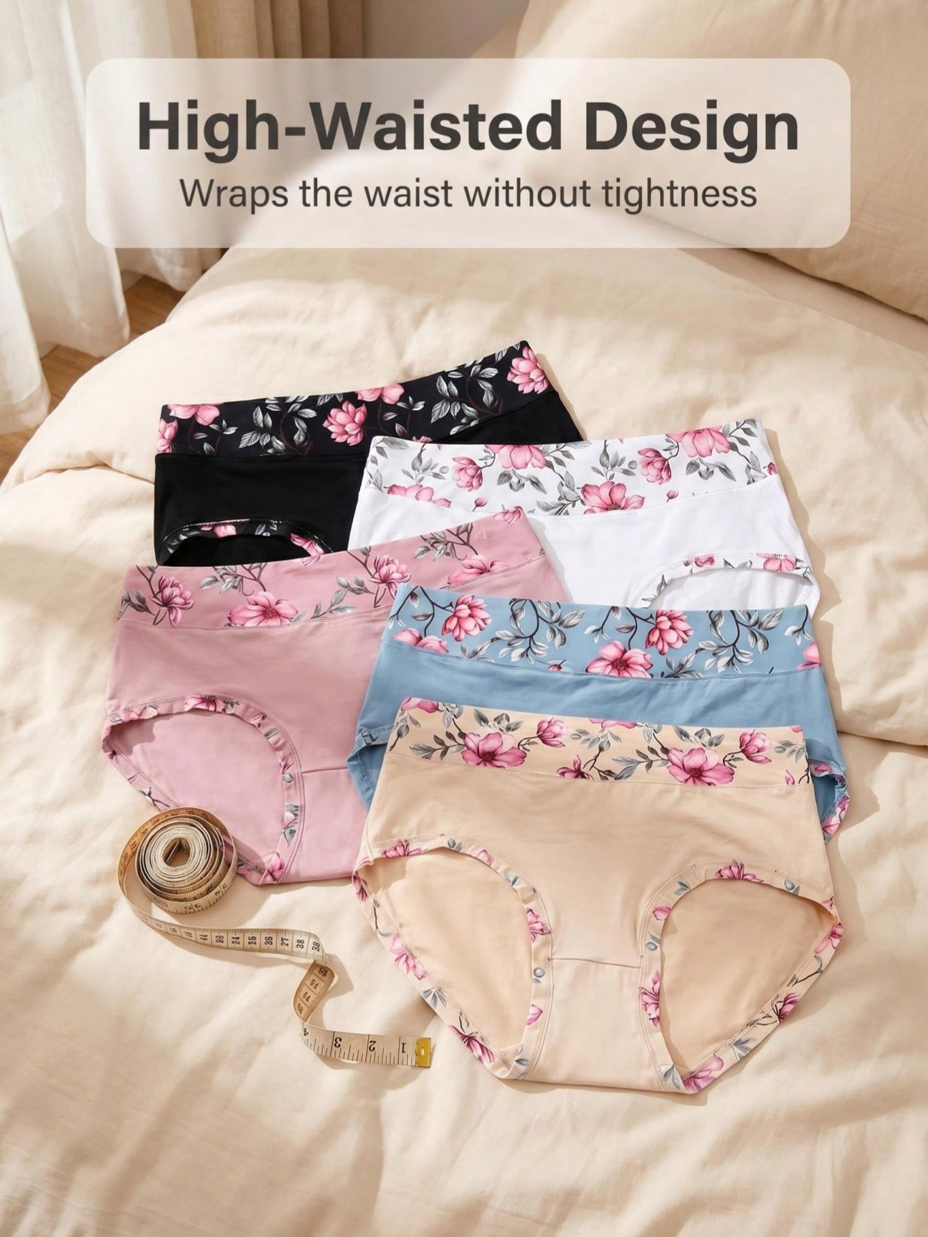 5PCS 플러스 사이즈 여성용 꽃무늬 팬티, 중간 허리 - Women'S Fashion Underwear 리뷰 및 가격