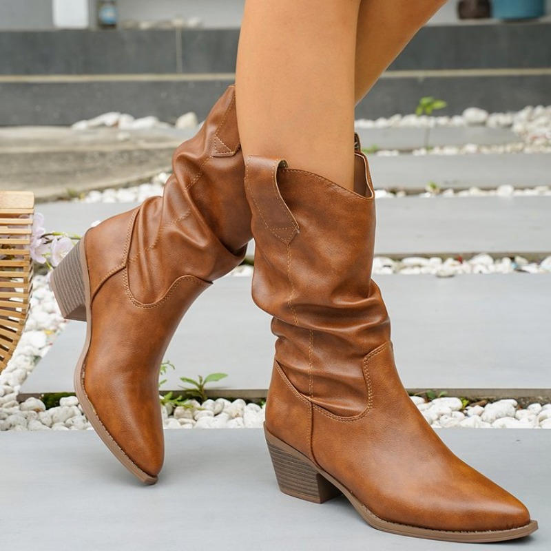 새롭고 세련된 다용도 포인티드 미들탑 굵은 굽 여성 부 - Winter Fashion Women Boots 리뷰 및 가격