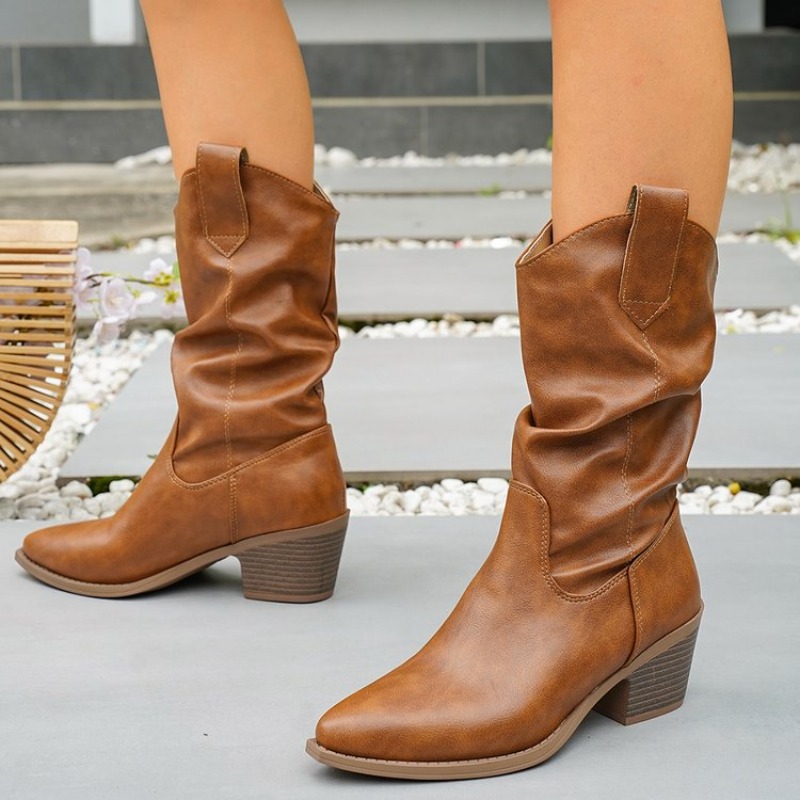 새롭고 세련된 다용도 포인티드 미들탑 굵은 굽 여성 부 - Winter Fashion Women Boots 리뷰 및 가격