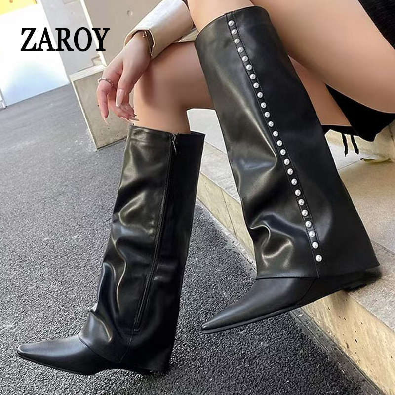 ZAROY 여성 부츠 겨울 패션 진주 장식 스트레이트  - Winter Fashion Women Boots 리뷰 및 가격