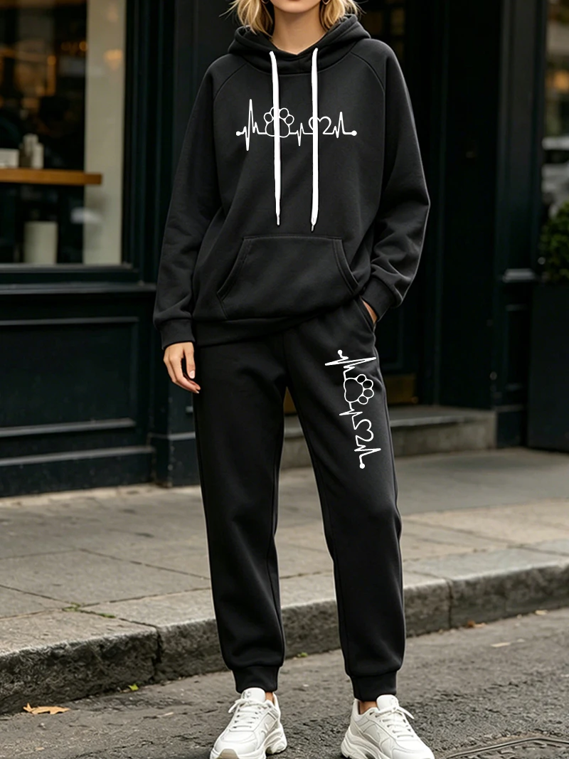 여성 패션 2피스 세트 가을 겨울 캐주얼 후드 스웨트셔 - Women'S Fashion Sweatshirts 리뷰 및 가격