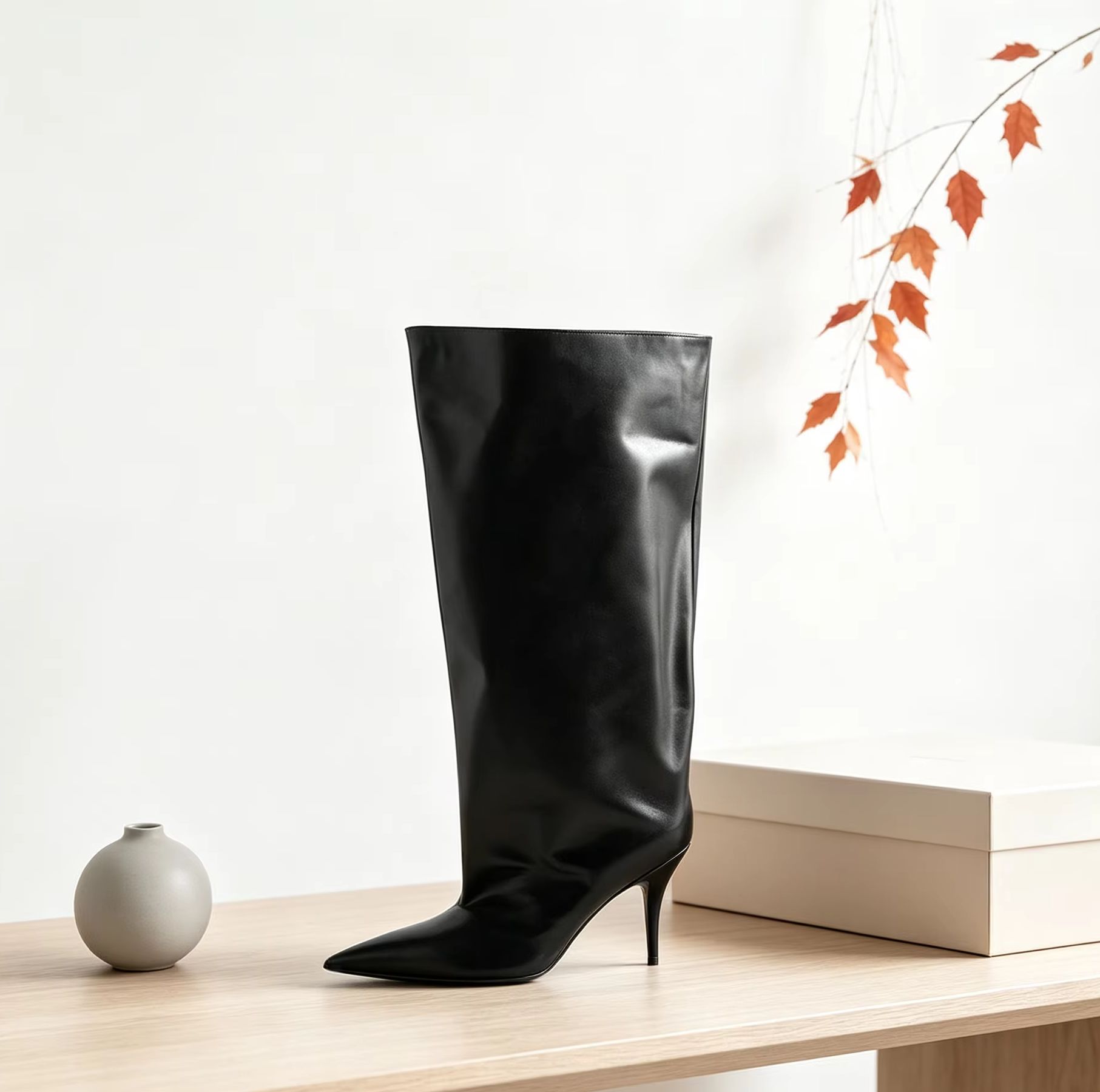 슬라우치 와이드 커프 니하이 부츠 포인티드 토 스틸레토 - Winter Fashion Women Boots 리뷰 및 가격