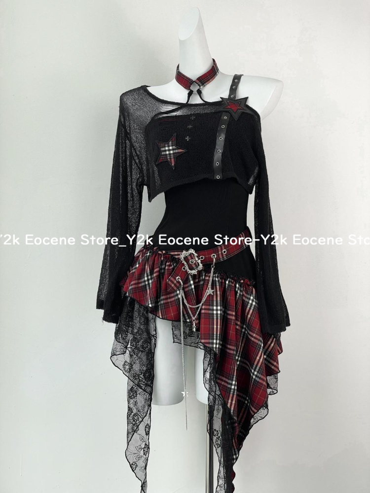2000 년대 Y2K 매운 소녀 디자인 불규칙한 세트  - Ruched Dress Mini 리뷰 및 가격