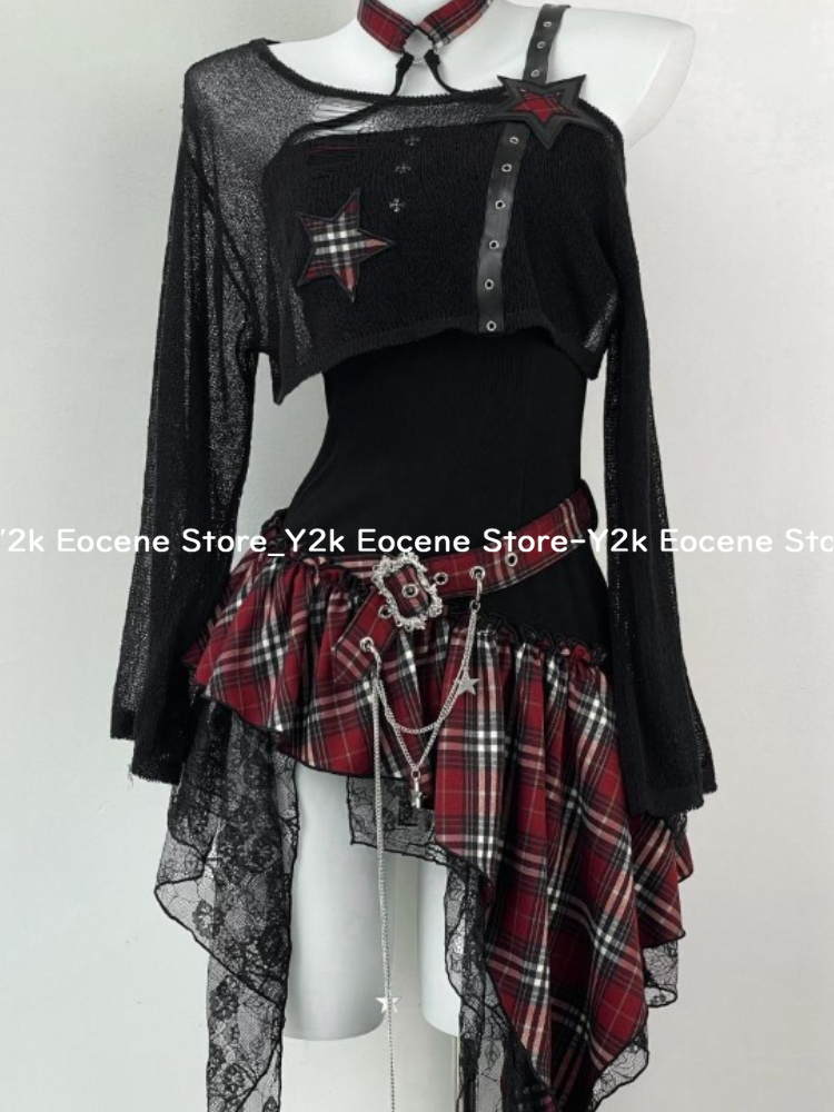 2000 년대 Y2K 매운 소녀 디자인 불규칙한 세트  - Ruched Dress Mini 리뷰 및 가격