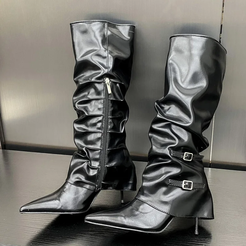 Eilyken 패션 주름 장식 버클 여성 무릎 높이 부 - Winter Fashion Women Boots 리뷰 및 가격