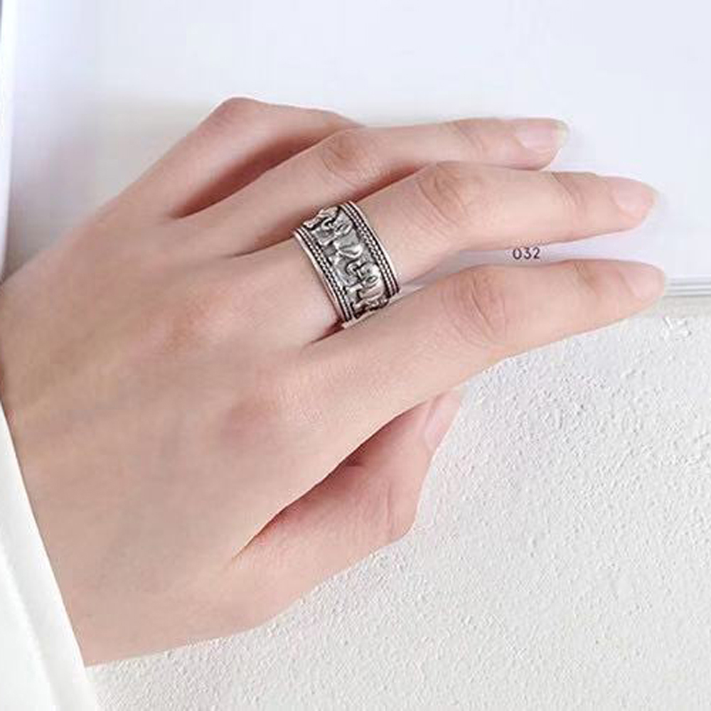 남녀공용 펑크 빈티지 은빛 코끼리 패턴 반지, 태국 네 - Women Fashion Pakistan 리뷰 및 가격