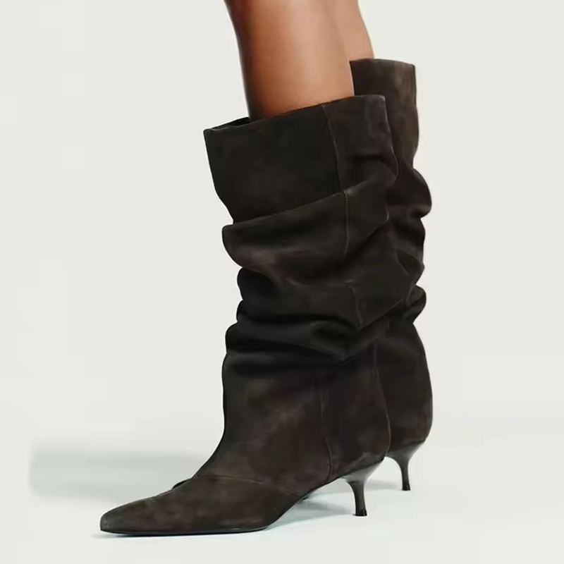 리예 런웨이 패션 플리츠 스웨이드 니하이 부츠 여성 브 - Winter Fashion Women Boots 리뷰 및 가격