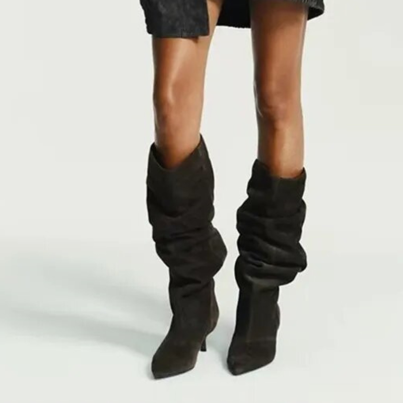 리예 런웨이 패션 플리츠 스웨이드 니하이 부츠 여성 브 - Winter Fashion Women Boots 리뷰 및 가격