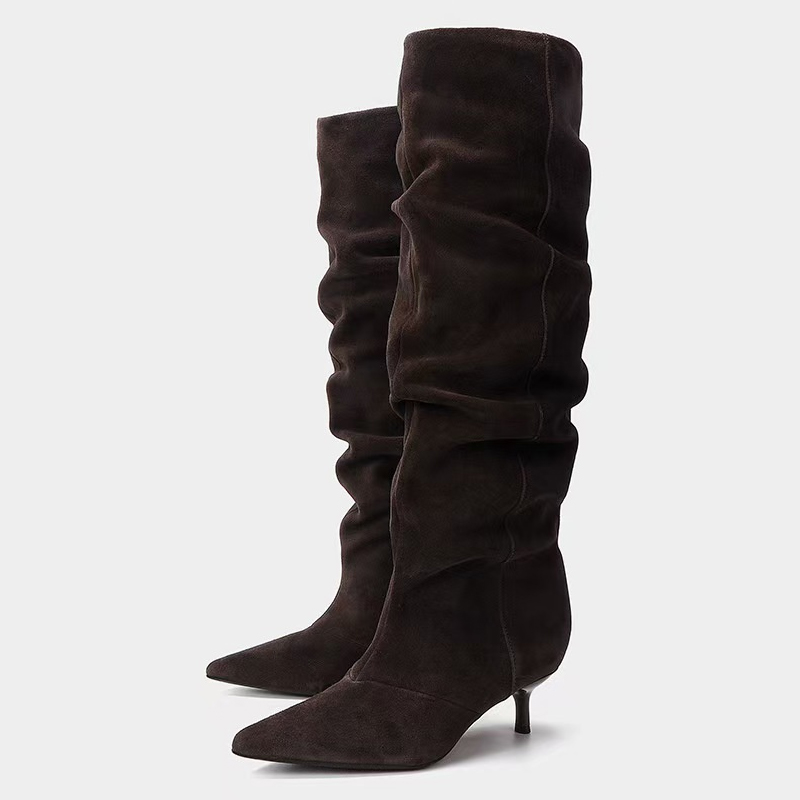 리예 런웨이 패션 플리츠 스웨이드 니하이 부츠 여성 브 - Winter Fashion Women Boots 리뷰 및 가격